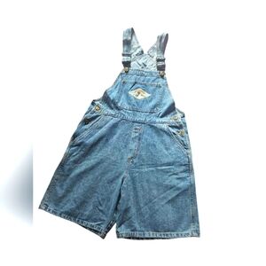 Vintage Y2K Disney Mickey Mouse Denim Overalls M Blue Embroidered Disney World